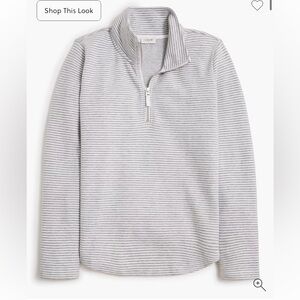 J.Crew Gray and White Striped Quarter-Zip Pullover